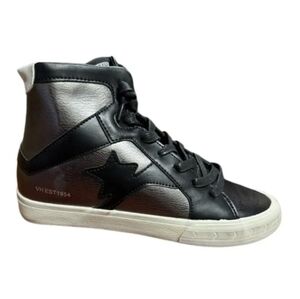 Vintage Havana Marta Distressed Black Chrome Combo High-Top Sneaker, Sz 9. NIB